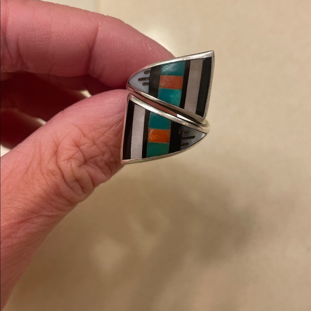 Green/Red/White/Black (Native American) ring